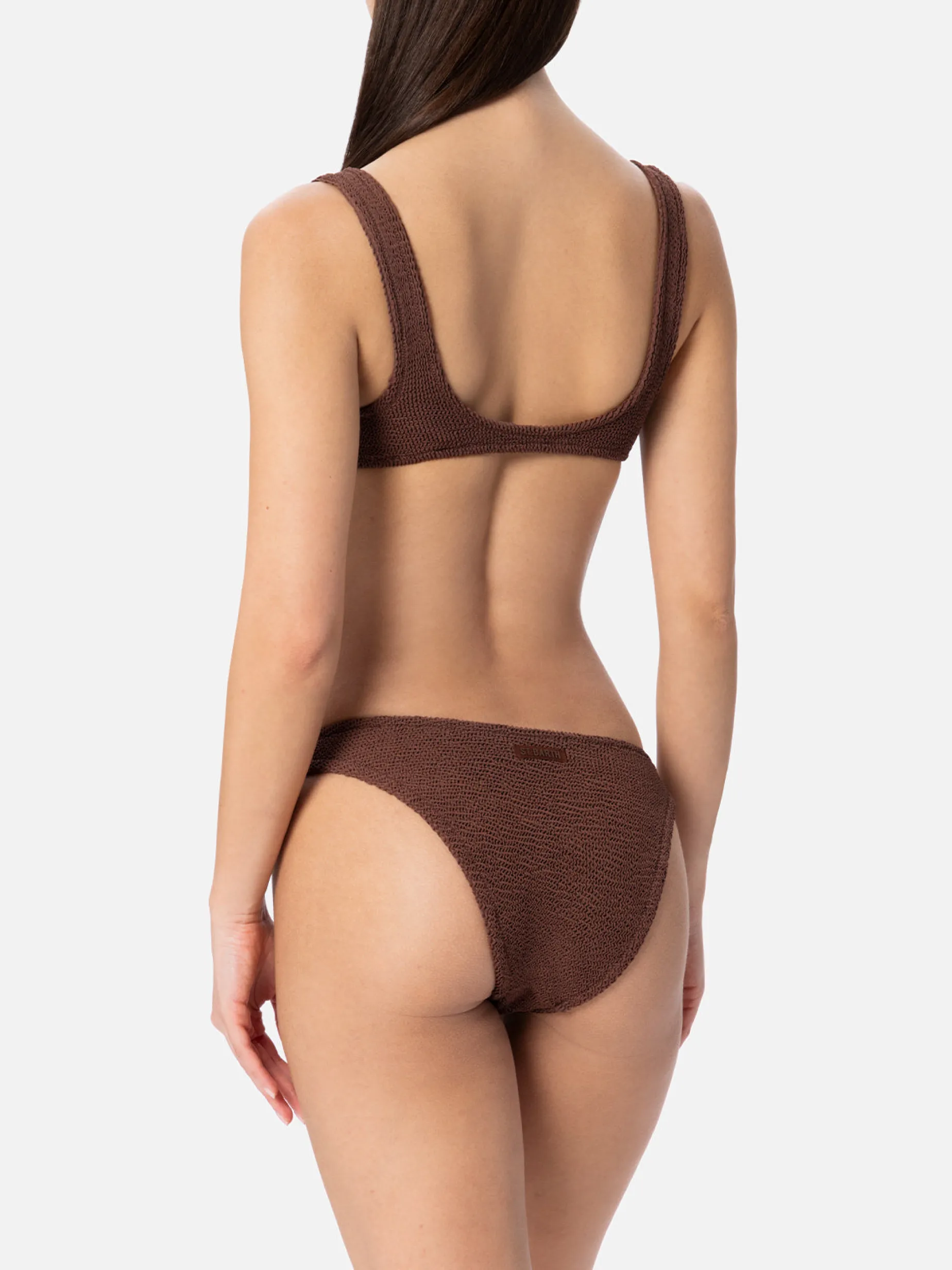 Brauner Crinkle-Bralette-Bikini für Damen Naima Elise