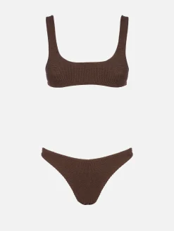 Brauner Crinkle-Bralette-Bikini für Damen Naima Elise