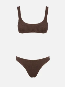 Brauner Crinkle-Bralette-Bikini für Damen Naima Elise