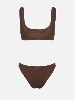 Brauner Crinkle-Bralette-Bikini für Damen Naima Elise