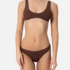 Brauner Damen-Bralette-Bikini in winziger Crinkle-Optik Pamy Elise