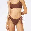 Brauner Damen-Bralette-Bikini aus Lurex