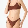 Brauner Frottee-Bralette-Bikini für Damen