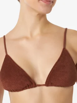 Brauner Frottee-Dreiecksbikini für Damen