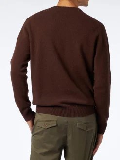 Brauner Herrenpullover mit Rundhalsausschnitt und St. Barth-Stickerei
