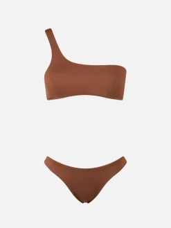 Brauner One-Shoulder-Bralette-Bikini für Damen von Celestine Naomi