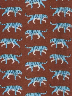 Braunes Boy-Musselin-Baumwollhemd Sharouk mit Tiger-Print