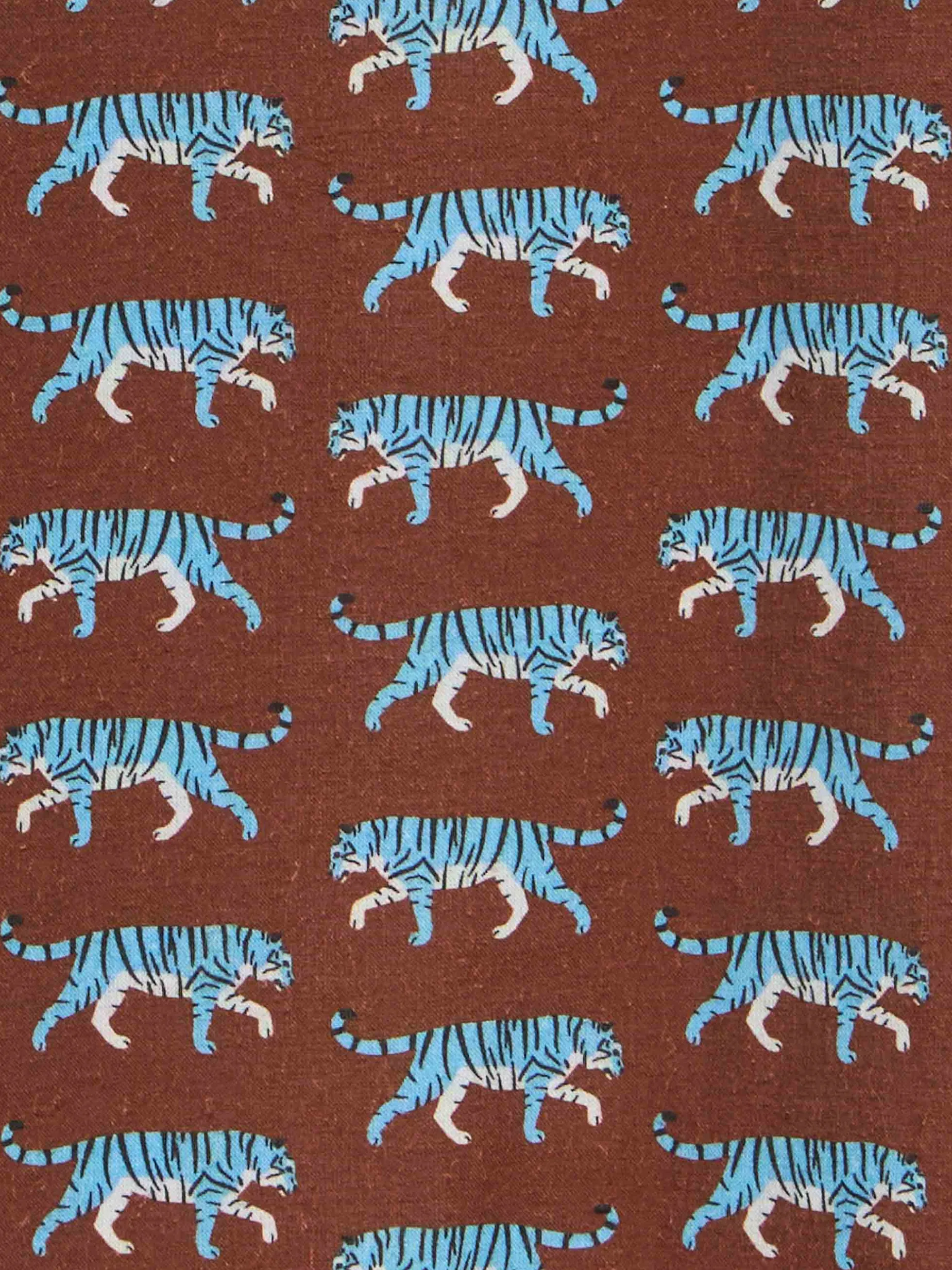 Braunes Boy-Musselin-Baumwollhemd Sharouk mit Tiger-Print