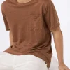 Braunes Herren-T-Shirt aus Leinenjersey Ecstasea mit Tasche