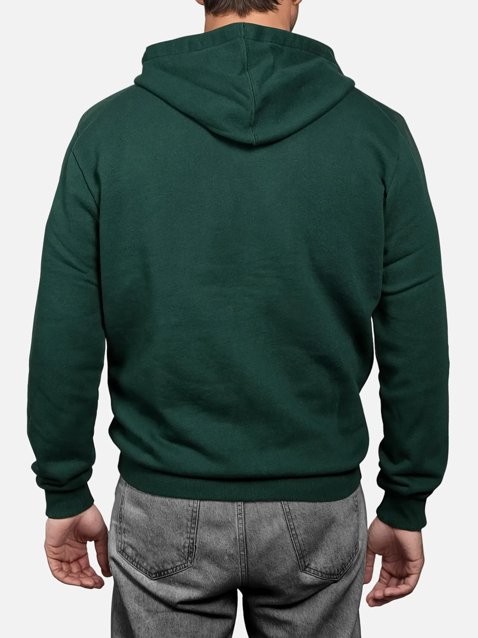 Britisches grünes Sweatshirt mit Reißverschluss und Kapuze für Herren mit St. Barth-Stickerei