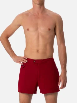 Burgunderrote, tailliert geschnittene Badeshorts für Herren von Harrys