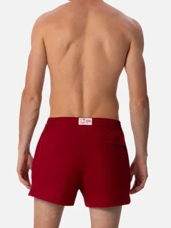 Burgunderrote, tailliert geschnittene Badeshorts für Herren von Harrys