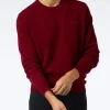 Burgunderroter Herrenpullover mit Rundhalsausschnitt und St. Barth-Stickerei
