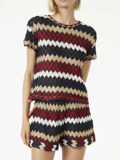 Burgunderrotes Chevron-Strickoberteil
