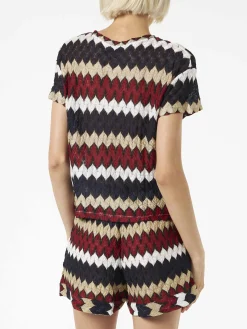 Burgunderrotes Chevron-Strickoberteil