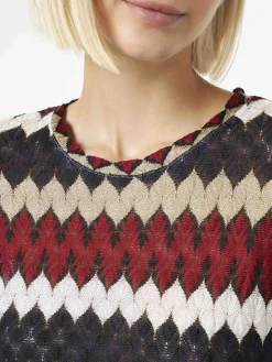 Burgunderrotes Chevron-Strickoberteil