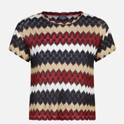 Burgunderrotes Chevron-Strickoberteil