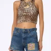 Canotta corta da donna in maglia di cotone a coste con stampa Fiorucci | FIORUCCI SPECIAL EDITION