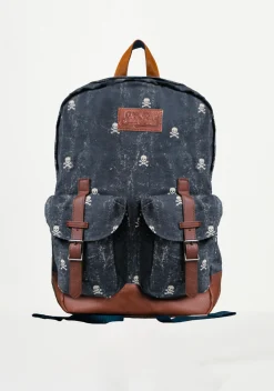 Canvas-Rucksack „Cody“ mit Mikro-Totenkopf-Print