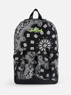 Canvas-Rucksack „Cody“ mit schwarzem Bandanna-Print