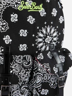 Canvas-Rucksack „Cody“ mit schwarzem Bandanna-Print