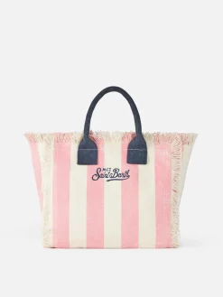 Capri-Handtasche „Colette“ aus gestreiftem Baumwollcanvas