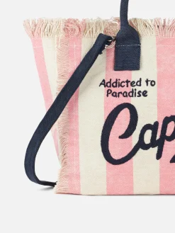 Capri-Handtasche „Colette“ aus gestreiftem Baumwollcanvas