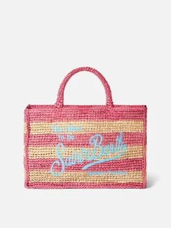 Colette Basthandtasche mit weißen und rosa Streifen