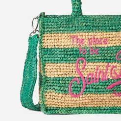 Colette Basthandtasche mit weißen und grünen Streifen