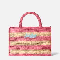 Colette Basthandtasche mit weißen und rosa Streifen