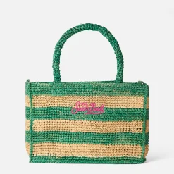 Colette Basthandtasche mit weißen und grünen Streifen