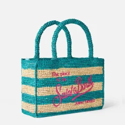 Colette Basthandtasche mit weißen und blauen Streifen