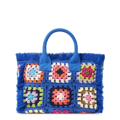Colette blaue Häkelhandtasche