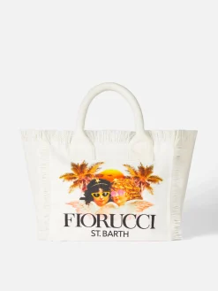 Colette Handtasche aus weißem Baumwollcanvas mit Fiorucci Angels-Print | FIORUCCI-SONDERAUSGABE