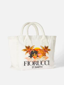 Colette Handtasche aus weißem Baumwollcanvas mit Fiorucci Angels-Print | FIORUCCI-SONDERAUSGABE