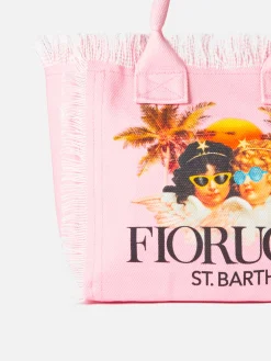 Colette rosafarbene Handtasche aus Baumwollcanvas mit Fiorucci Angels-Print | FIORUCCI-SONDERAUSGABE