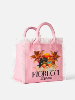 Colette rosafarbene Handtasche aus Baumwollcanvas mit Fiorucci Angels-Print | FIORUCCI-SONDERAUSGABE