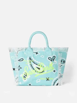 Colette wassergrüne Handtasche aus Baumwollcanvas mit Bandana-Print
