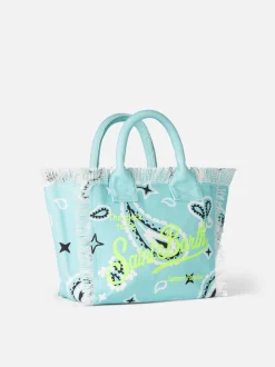 Colette wassergrüne Handtasche aus Baumwollcanvas mit Bandana-Print