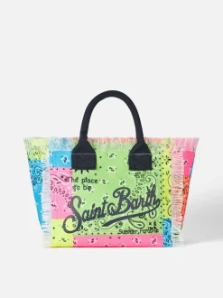Colette-Handtasche aus Baumwollcanvas mit fluoreszierendem Bandana-Print