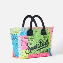 Colette-Handtasche aus Baumwollcanvas mit fluoreszierendem Bandana-Print