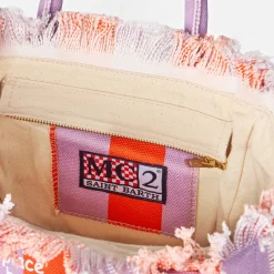 Colette-Handtasche aus Baumwollcanvas mit lila und roten Streifen