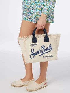 Colette-Handtasche aus cremefarbenem Baumwollcanvas