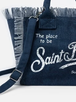 Colette-Handtasche aus Indigo-Baumwollcanvas
