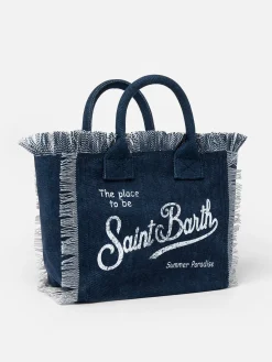 Colette-Handtasche aus Indigo-Baumwollcanvas