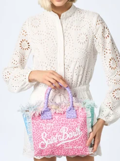 Colette-Handtasche aus pastellfarbenem Baumwoll-Canvas von Animalier