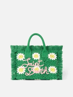 Colette-Handtasche mit gehäkelten Blumenaufnähern