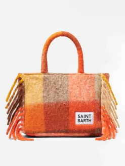 Colette-Handtasche mit mehrfarbigem Karo und Fransen