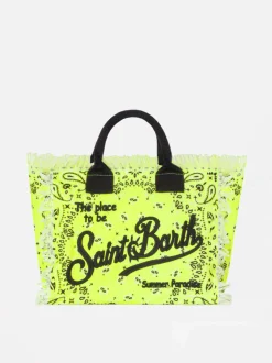 Colette-Tasche aus Baumwollcanvas mit neongelbem Bandana-Aufdruck