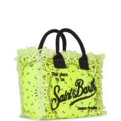 Colette-Tasche aus Baumwollcanvas mit neongelbem Bandana-Aufdruck